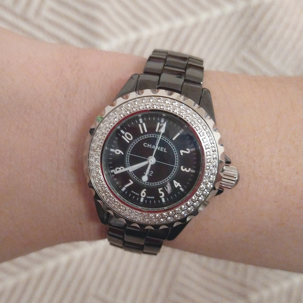 Chanel Black and Silver Watch